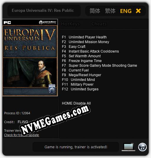 Europa Universalis IV: Res Publica: Trainer +12 [v1.4]