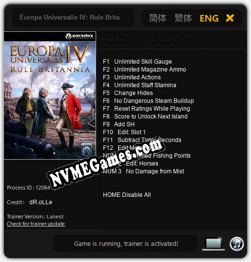 Treinador liberado para Europa Universalis IV: Rule Britannia [v1.0.2]