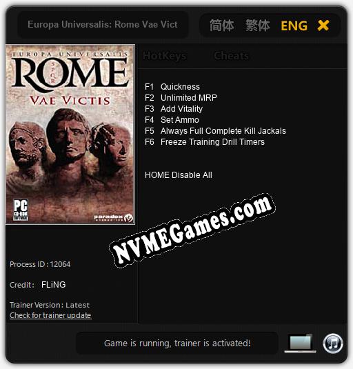 Europa Universalis: Rome Vae Victis: Treinador (V1.0.31)