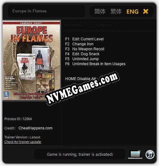 Europe in Flames: Cheats, Trainer +6 [CheatHappens.com]