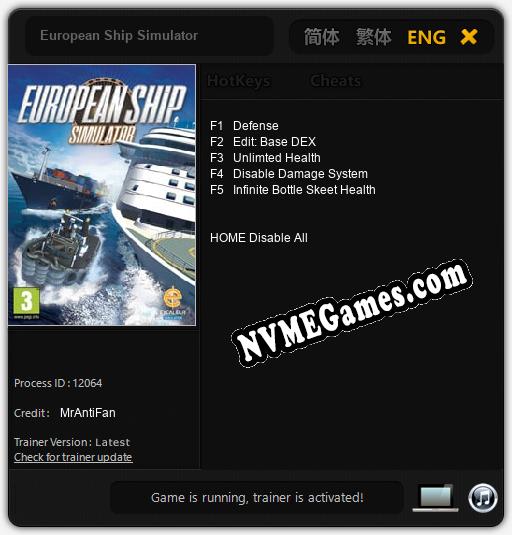 Treinador liberado para European Ship Simulator [v1.0.2]