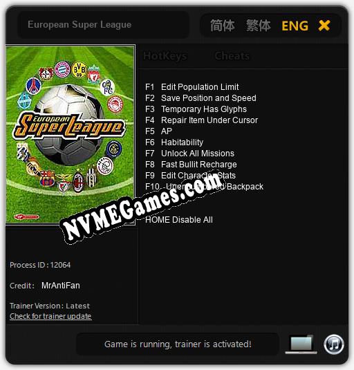 European Super League: Trainer +10 [v1.8]