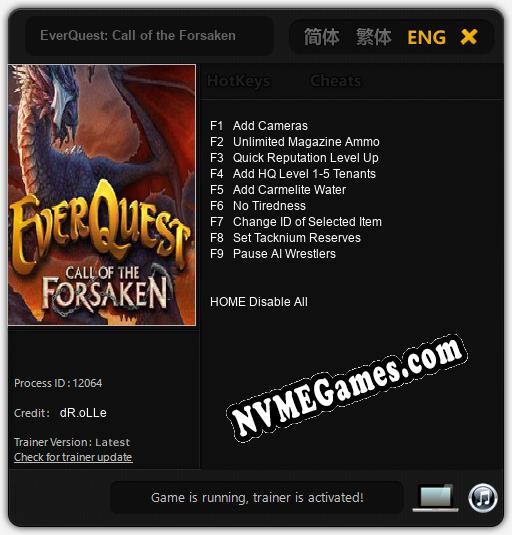 EverQuest: Call of the Forsaken: Trainer +9 [v1.5]