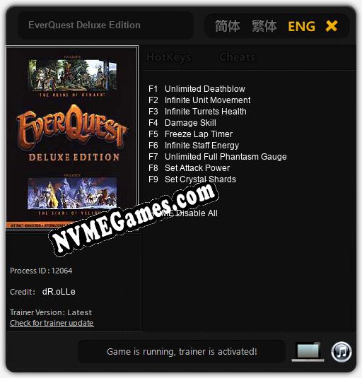 EverQuest Deluxe Edition: Treinador (V1.0.37)