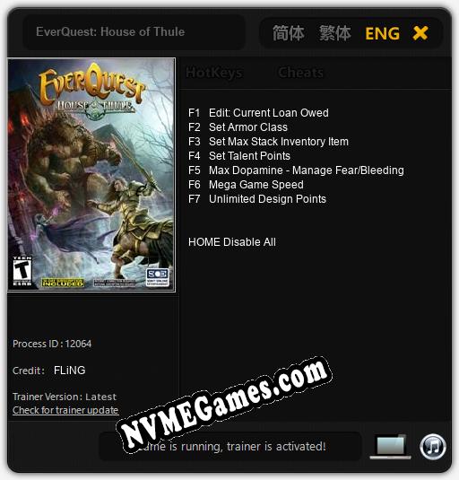 EverQuest: House of Thule: Treinador (V1.0.50)