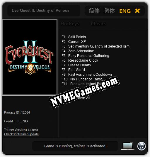 Treinador liberado para EverQuest II: Destiny of Velious [v1.0.9]