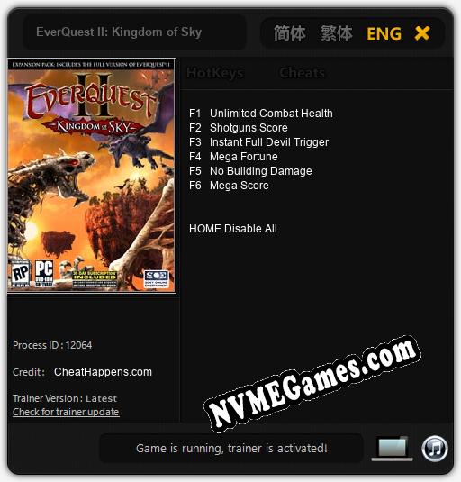 EverQuest II: Kingdom of Sky: Treinador (V1.0.6)