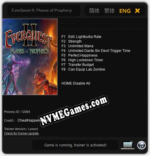 EverQuest II: Planes of Prophecy: Cheats, Trainer +8 [CheatHappens.com]