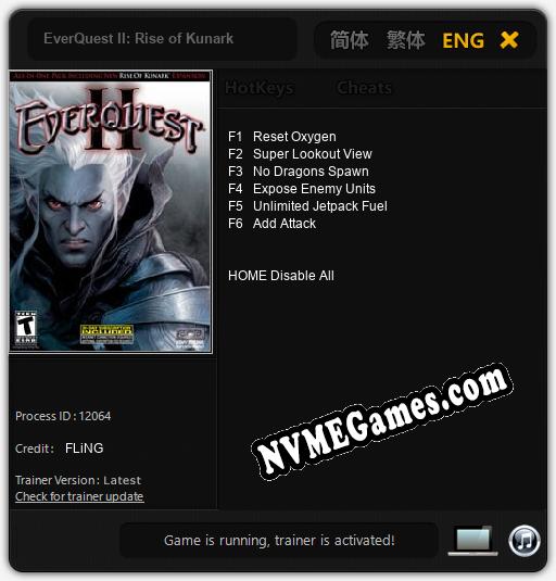 EverQuest II: Rise of Kunark: Treinador (V1.0.8)