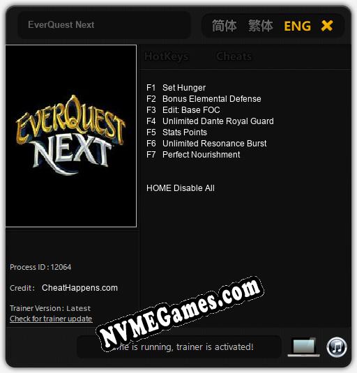 Treinador liberado para EverQuest Next [v1.0.4]