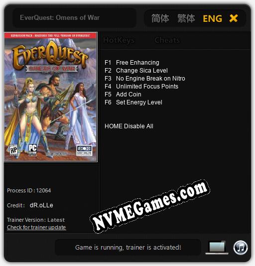 EverQuest: Omens of War: Trainer +6 [v1.2]