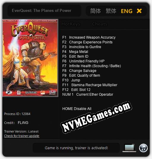 EverQuest: The Planes of Power: Treinador (V1.0.35)