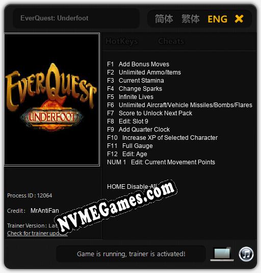 EverQuest: Underfoot: Trainer +13 [v1.3]