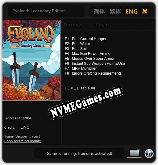 Evoland: Legendary Edition: Treinador (V1.0.99)