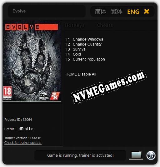 Evolve: Trainer +5 [v1.4]