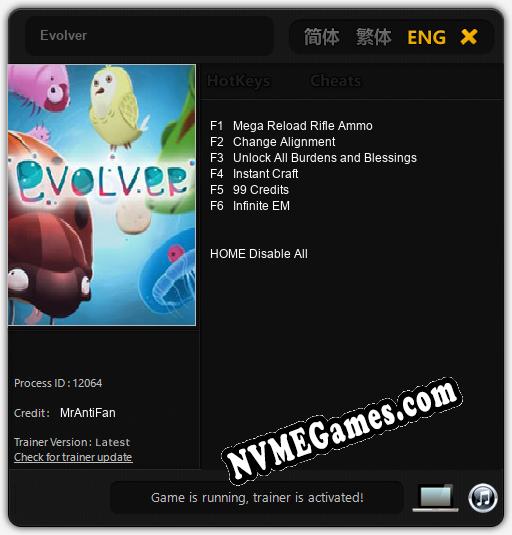 Evolver: Cheats, Trainer +6 [MrAntiFan]