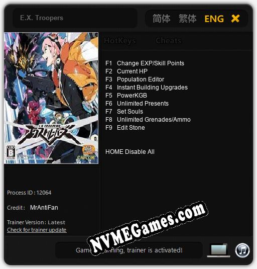 E.X. Troopers: Cheats, Trainer +9 [MrAntiFan]