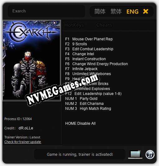 Exarch: Cheats, Trainer +15 [dR.oLLe]