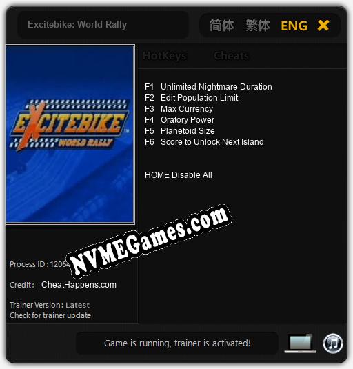 Excitebike: World Rally: Trainer +6 [v1.6]