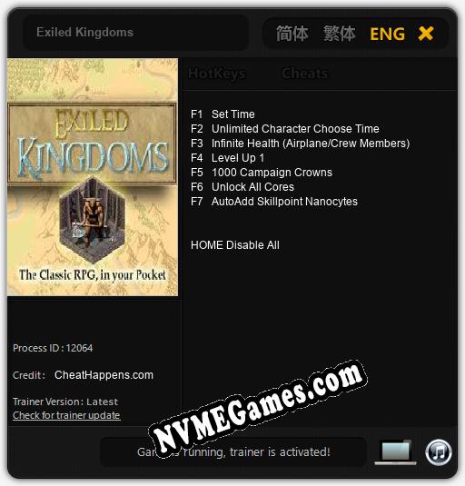 Exiled Kingdoms: Treinador (V1.0.70)