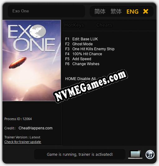 Exo One: Trainer +6 [v1.8]