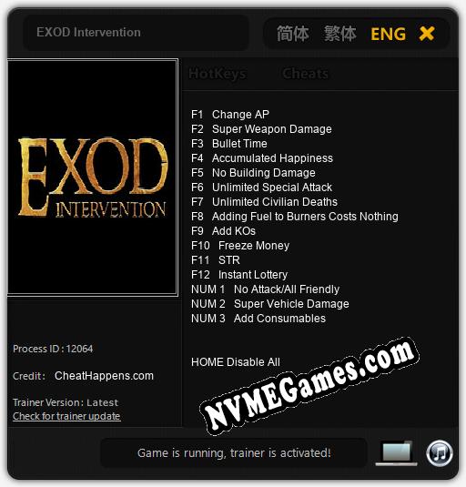 EXOD Intervention: Cheats, Trainer +15 [CheatHappens.com]