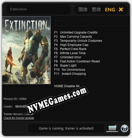 Extinction: Cheats, Trainer +11 [MrAntiFan]