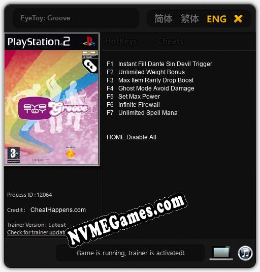 EyeToy: Groove: Trainer +7 [v1.7]