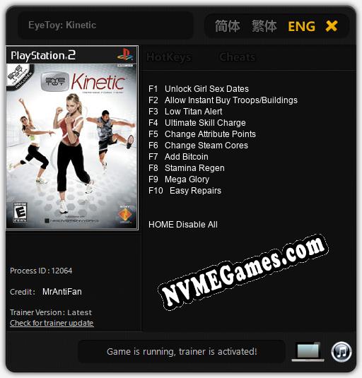 EyeToy: Kinetic: Cheats, Trainer +10 [MrAntiFan]