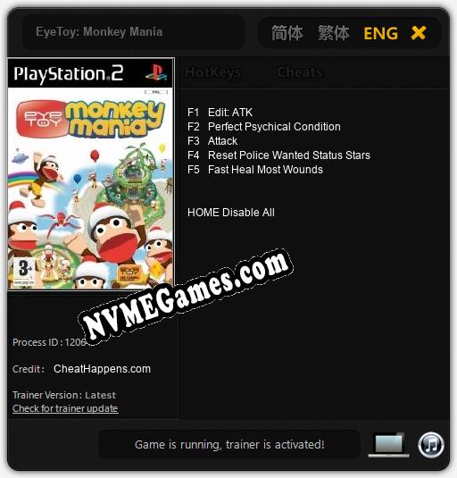 Treinador liberado para EyeToy: Monkey Mania [v1.0.7]