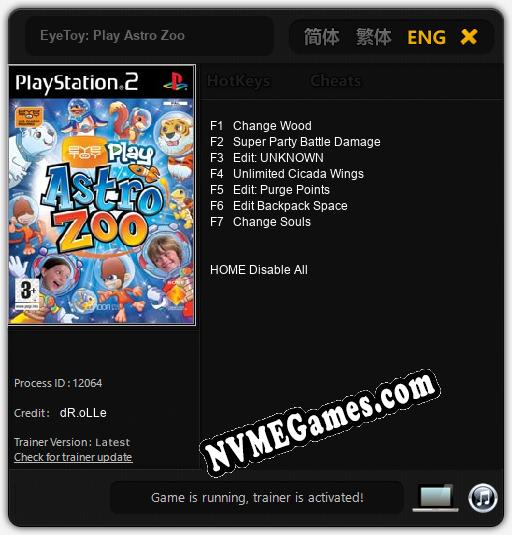 EyeToy: Play Astro Zoo: Cheats, Trainer +7 [dR.oLLe]