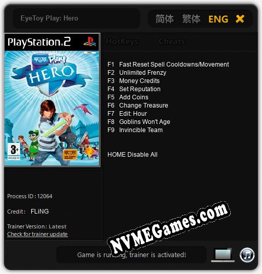 EyeToy Play: Hero: Cheats, Trainer +9 [FLiNG]