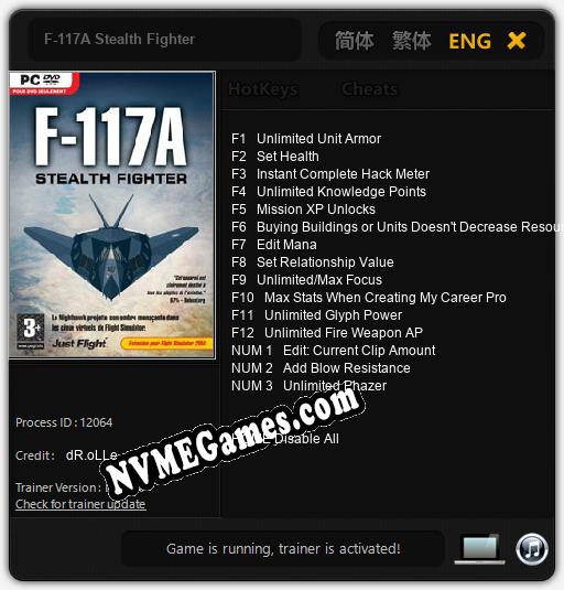 F-117A Stealth Fighter: Cheats, Trainer +15 [dR.oLLe]