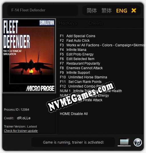 F-14 Fleet Defender: Treinador (V1.0.86)