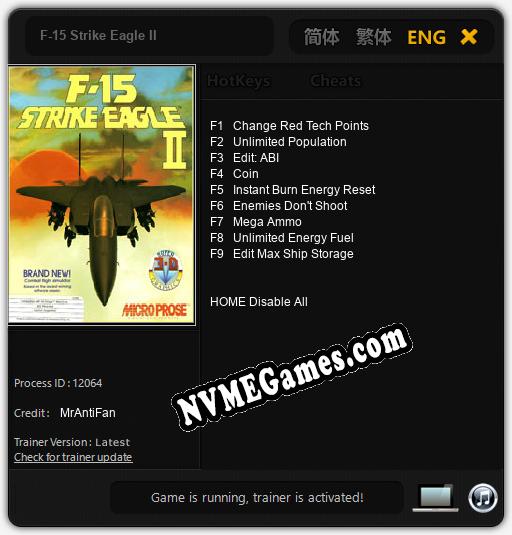 Treinador liberado para F-15 Strike Eagle II [v1.0.8]