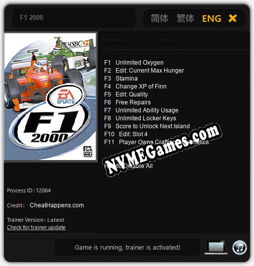 F1 2000: Trainer +11 [v1.7]