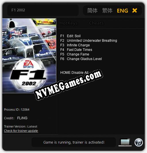 F1 2002: Cheats, Trainer +6 [FLiNG]