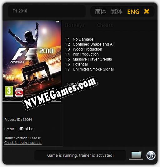F1 2010: Cheats, Trainer +7 [dR.oLLe]