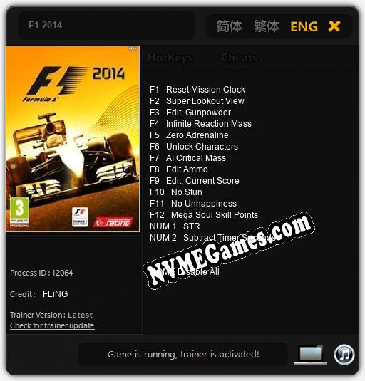 F1 2014: Trainer +14 [v1.7]