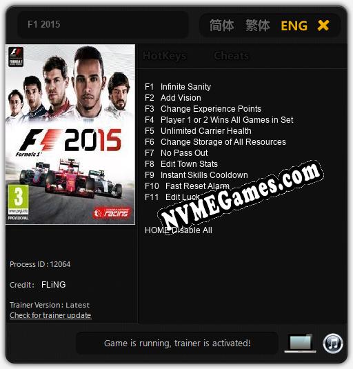 Treinador liberado para F1 2015 [v1.0.5]