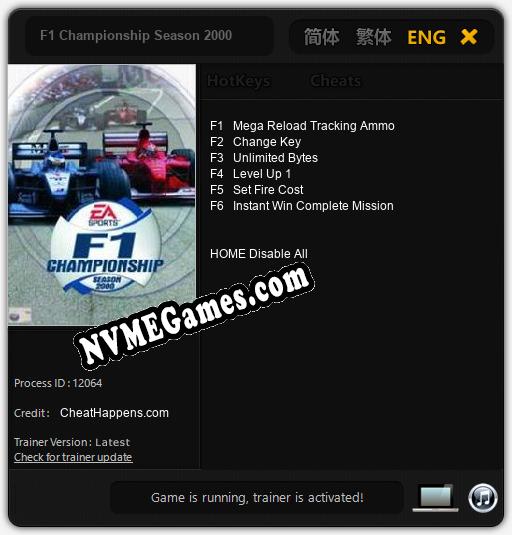 Treinador liberado para F1 Championship Season 2000 [v1.0.4]