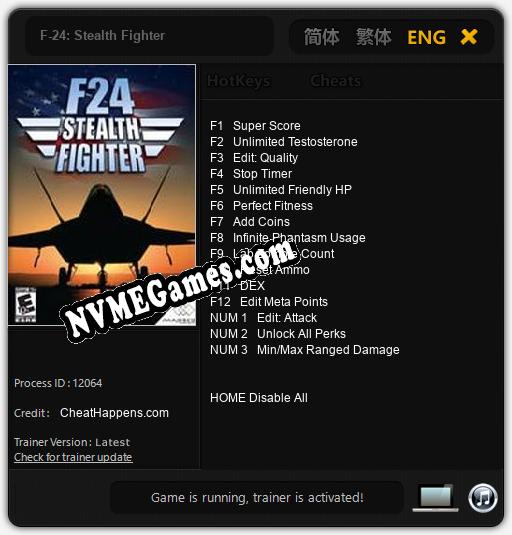 F-24: Stealth Fighter: Treinador (V1.0.49)