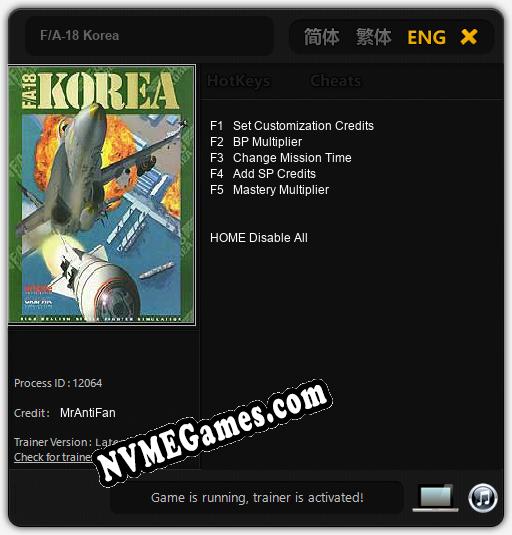 F/A-18 Korea: Trainer +5 [v1.9]