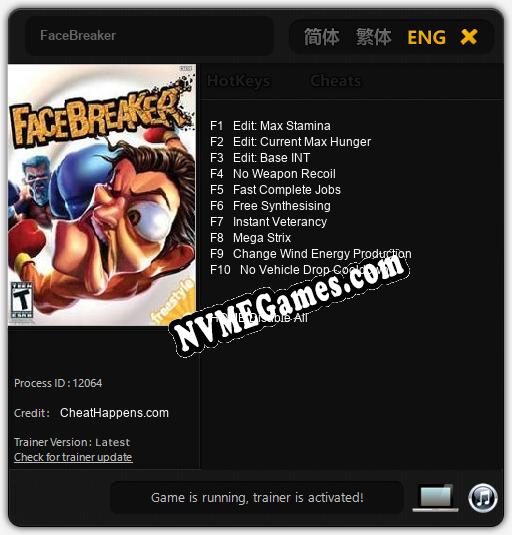 FaceBreaker: Cheats, Trainer +10 [CheatHappens.com]