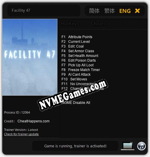 Facility 47: Cheats, Trainer +12 [CheatHappens.com]