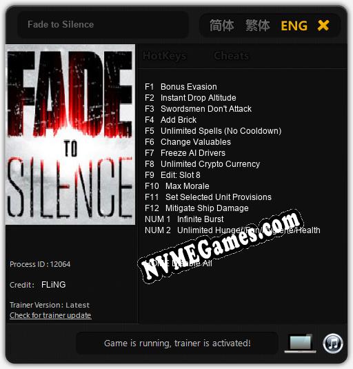 Fade to Silence: Trainer +14 [v1.2]