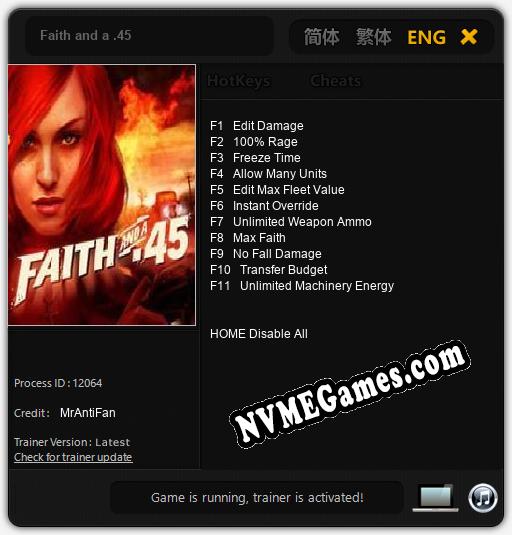 Faith and a .45: Treinador (V1.0.81)