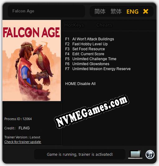 Treinador liberado para Falcon Age [v1.0.5]