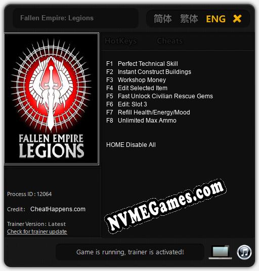 Fallen Empire: Legions: Treinador (V1.0.63)