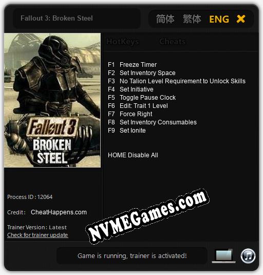 Fallout 3: Broken Steel: Trainer +9 [v1.8]